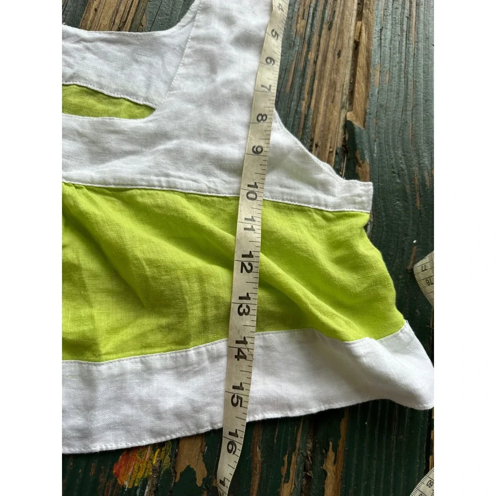 Haute Hippie Style Linen Blend Lime Green White Crop Top Shorts Set XL